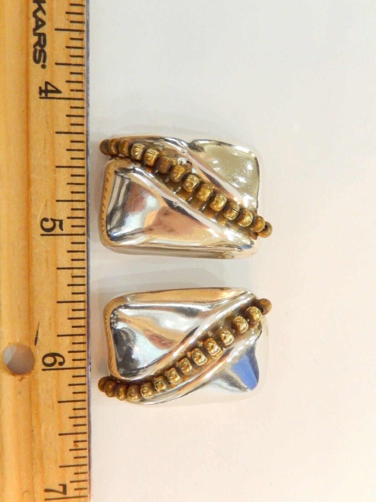 VINTAGE MEXICAN ORQUIDIA STERLING SILVER LARGE MODERNIST CLIPON EARRINGS 22.6 G