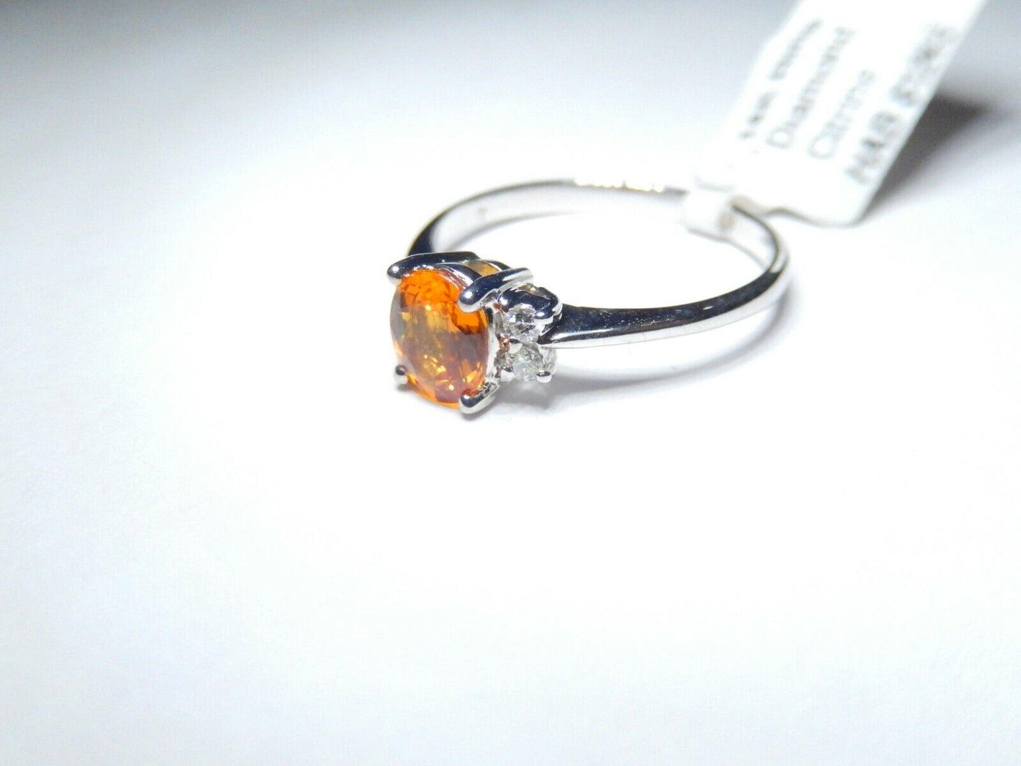 *NWT* 14k White Gold Oval Citrine And Diamond Ring Size 6