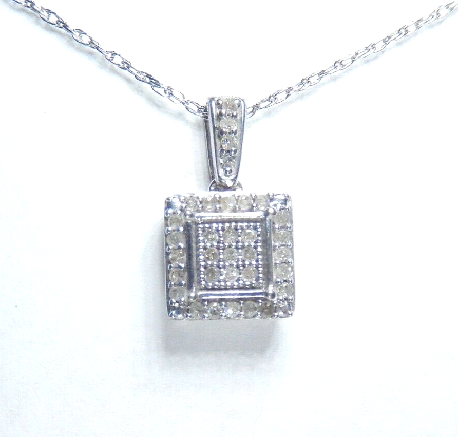 Sterling Silver Hip Hop  Iced Real Diamond Pendant Necklace w/18" Chain