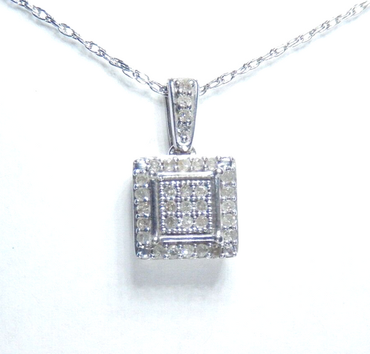Sterling Silver Hip Hop  Iced Real Diamond Pendant Necklace w/18" Chain