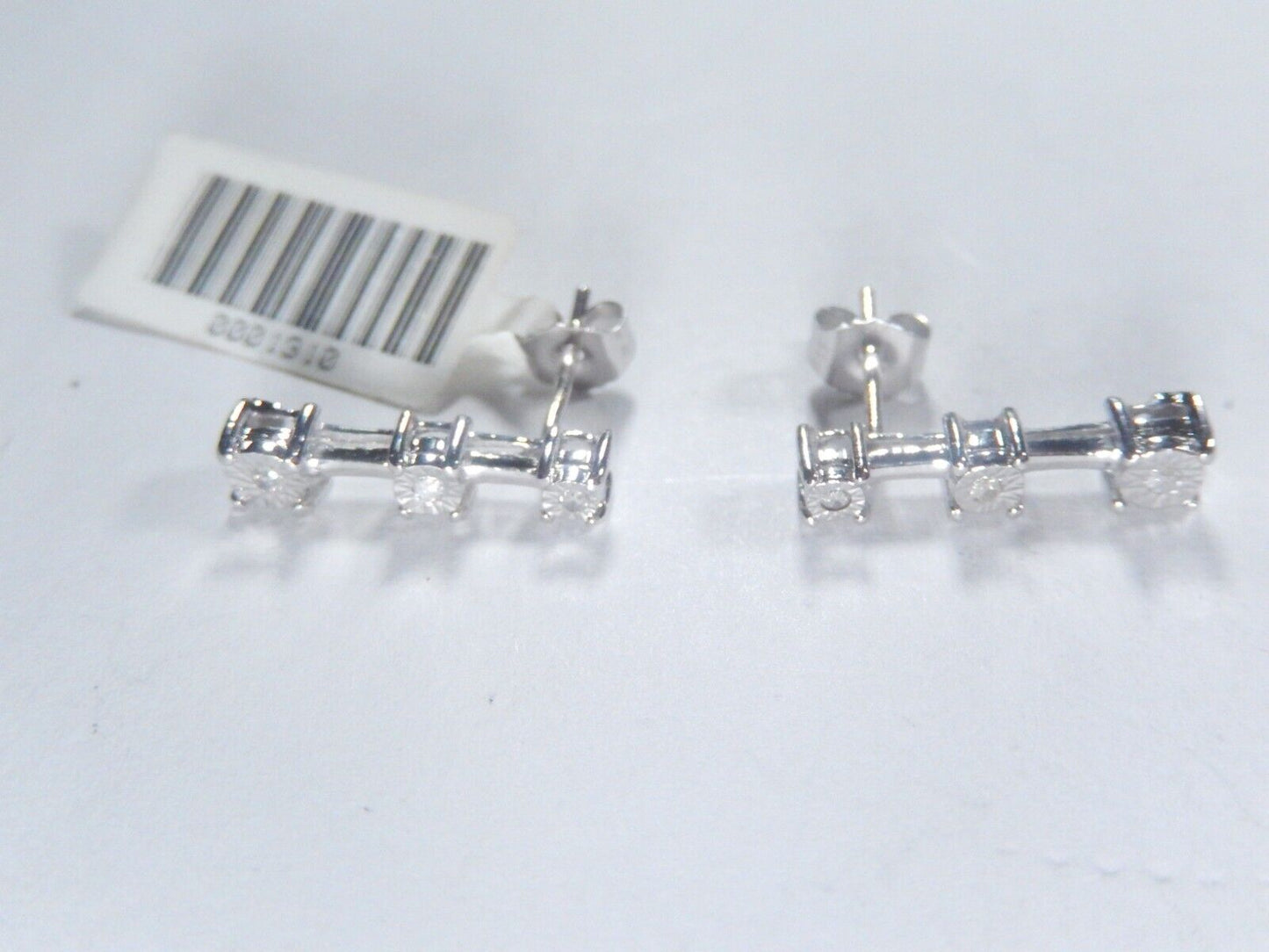 10K White Gold Natural Round Diamond 3 Stone Past Present Future Earrings