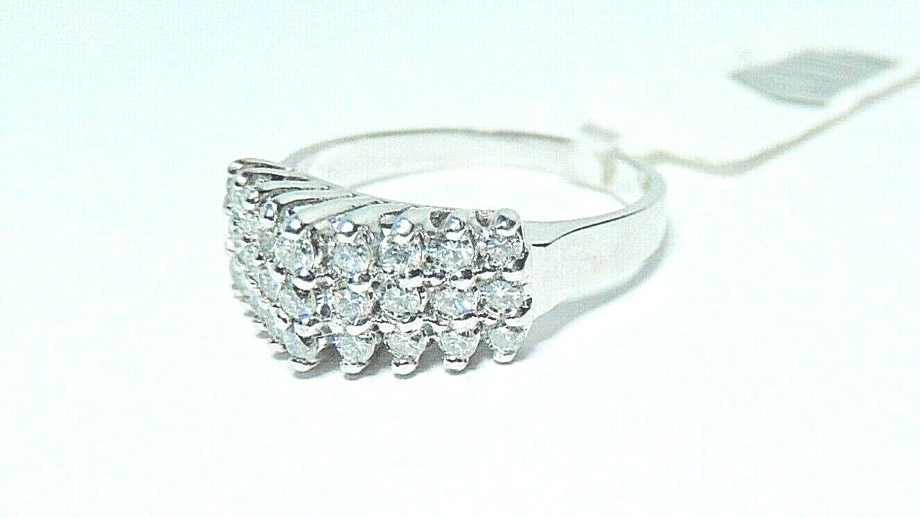 *NWT* 14K White Gold .50CT VS Natural 27 Diamond Pyramid Tiara Ring  sz 6