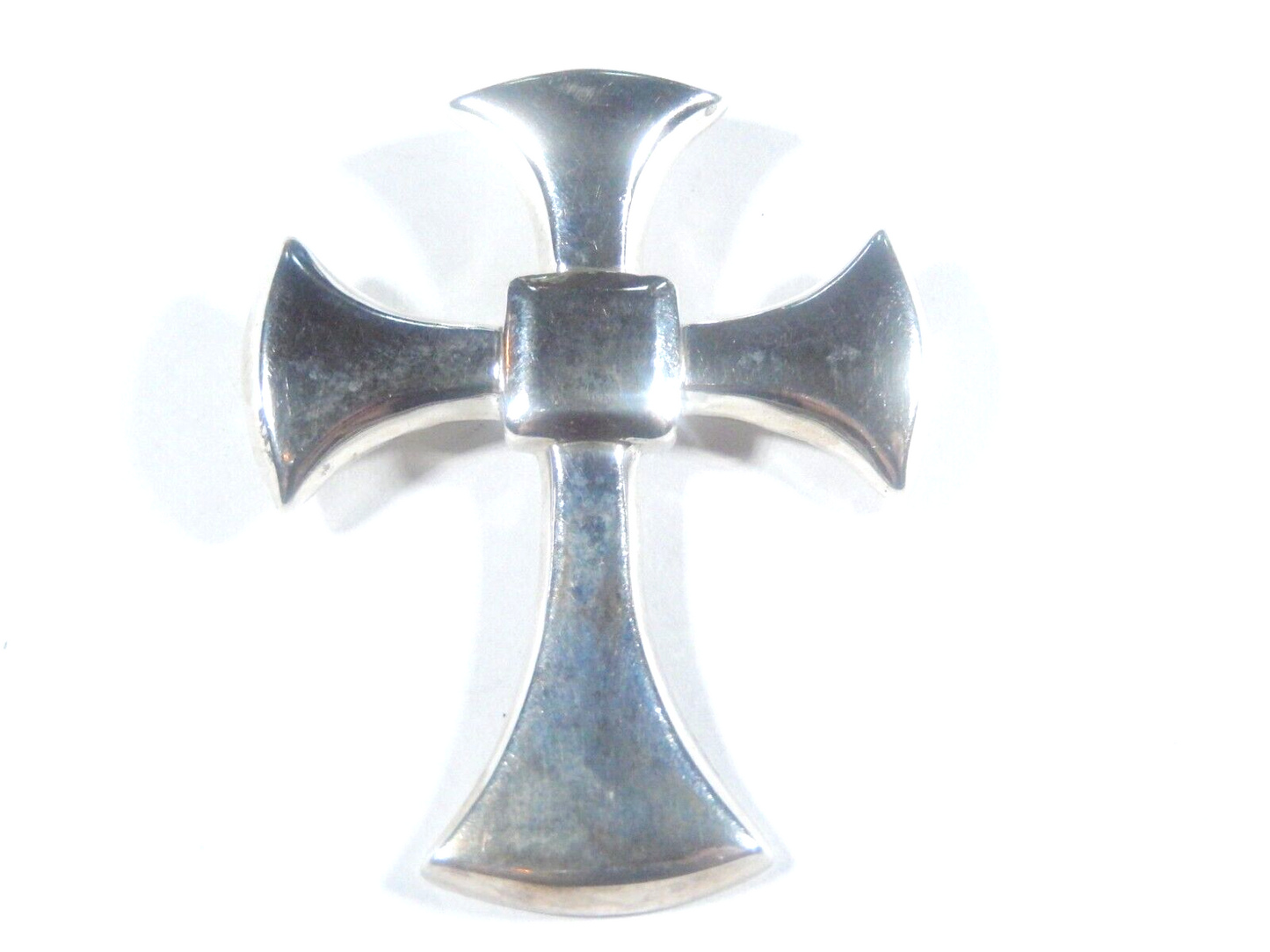 *VINTAGE*  LARGE  925 Sterling Silver Smooth Religious Cross Pendant