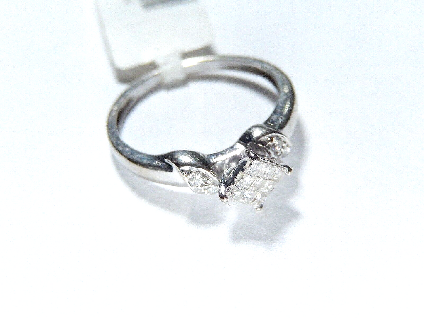 14k White Gold 1/5CT Princess Cut & Round Diamond Wedding Engagement Ring Sz 5