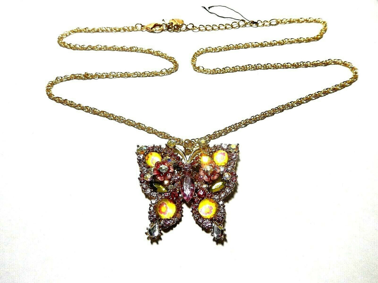 *NEW*   Betsey Johnson BUTTERFLY PENDANT NECKLACE LARGE - 30" LENGTH