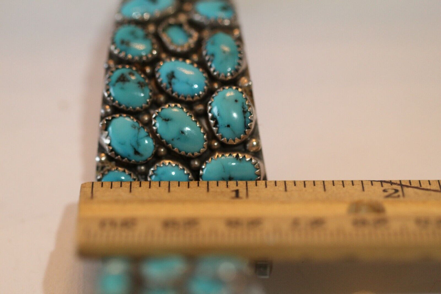 *VINTAGE*  Signed Native American Sterling Silver & Turquoise Watch Band & Watch