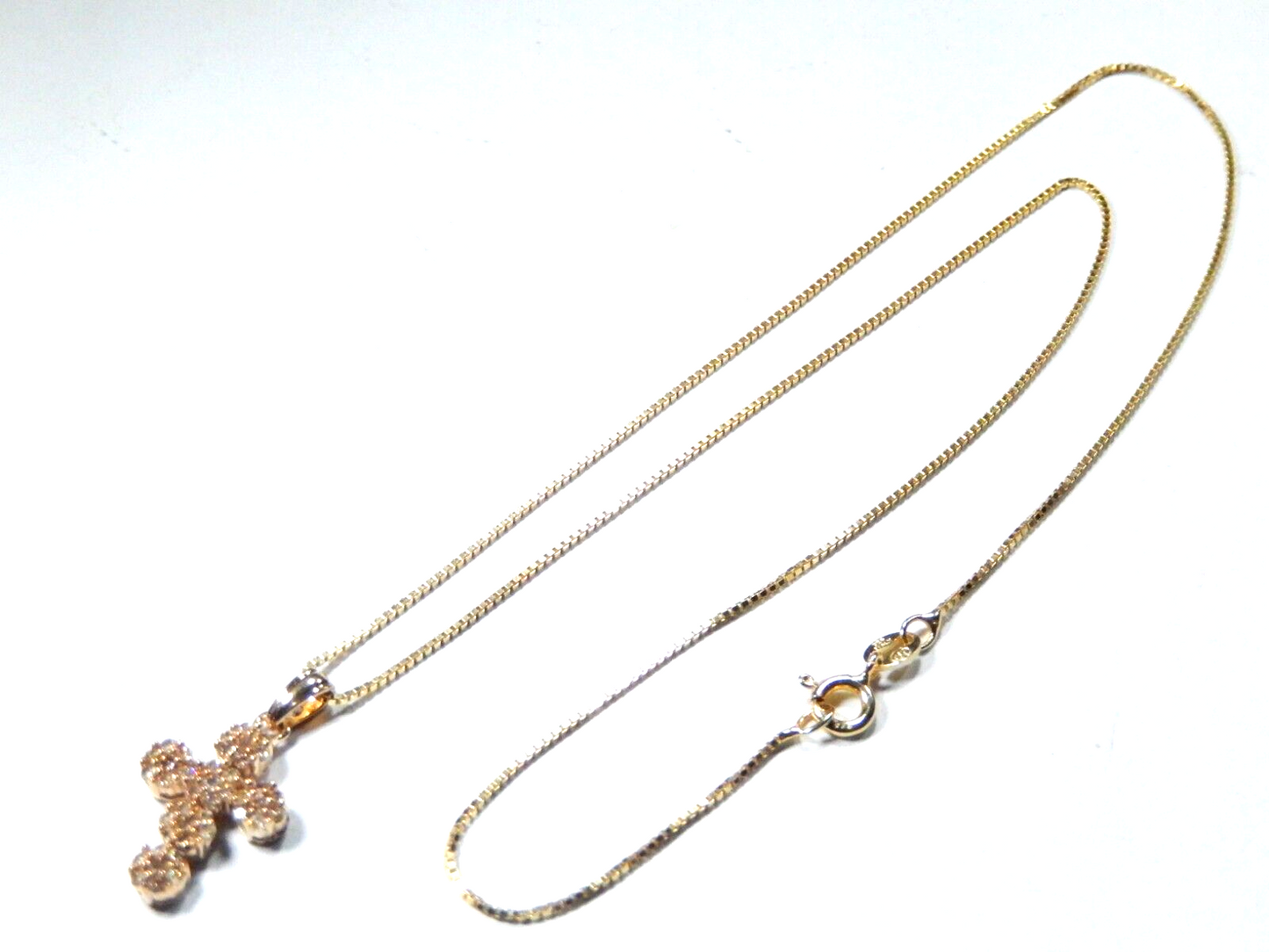 10k Yellow Gold .33 CT 42 Natural Diamond Cross Pendant w/18"chain