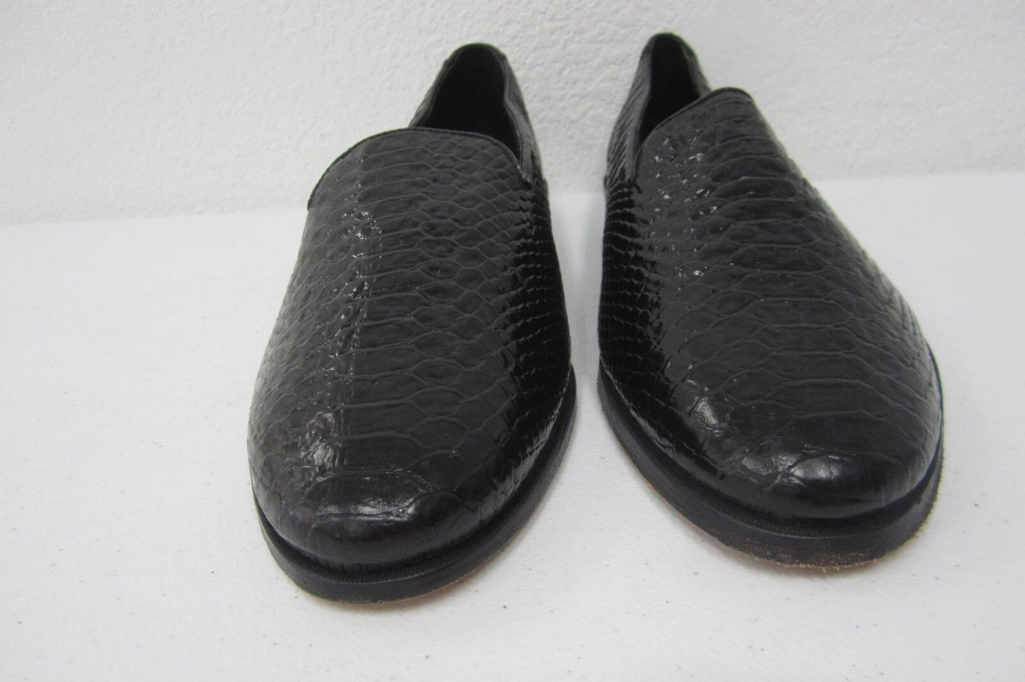 Stacy Adams Black Leather Croc Embossed Slip On Loafers Men’s Dress Shoes 11 M