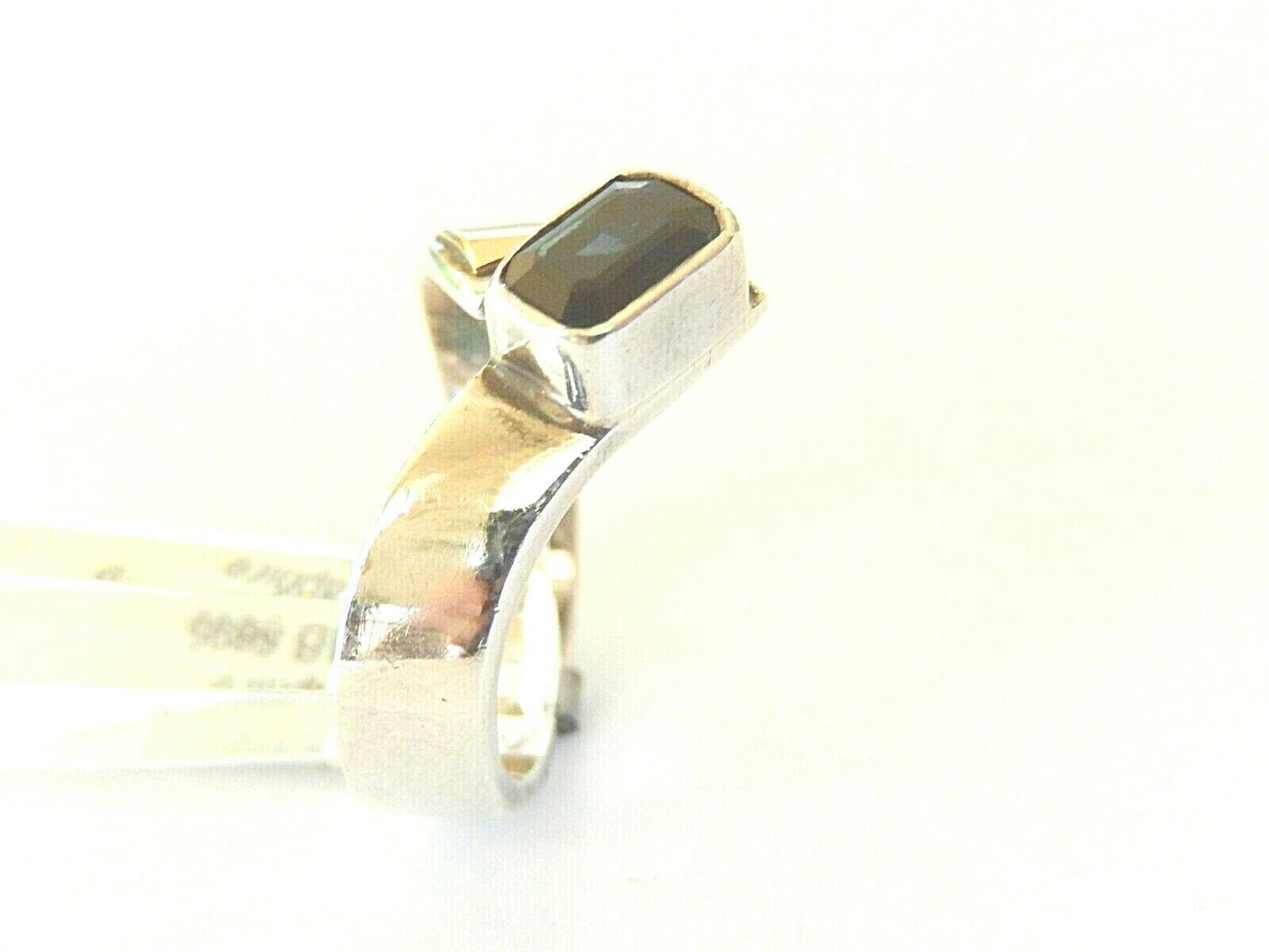 *VINTAGE* Sterling & 18K Yellow Gold Natural Dark Sapphire Ring Size 8
