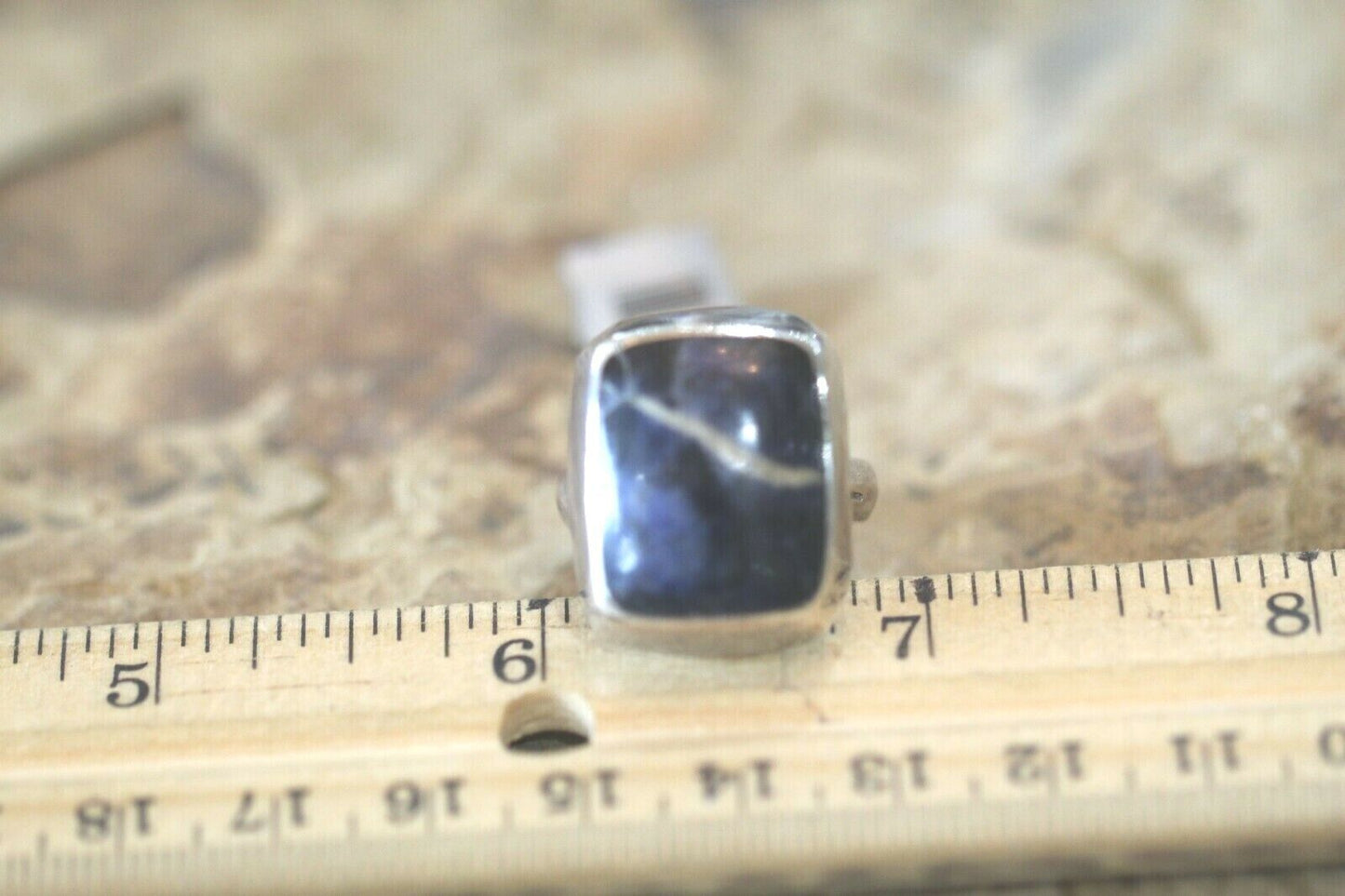 *VINTAGE*  LARGE STERLING SILVER  MEXICO TC-137 LAPIS LAZULI  RING SIZE 8.5