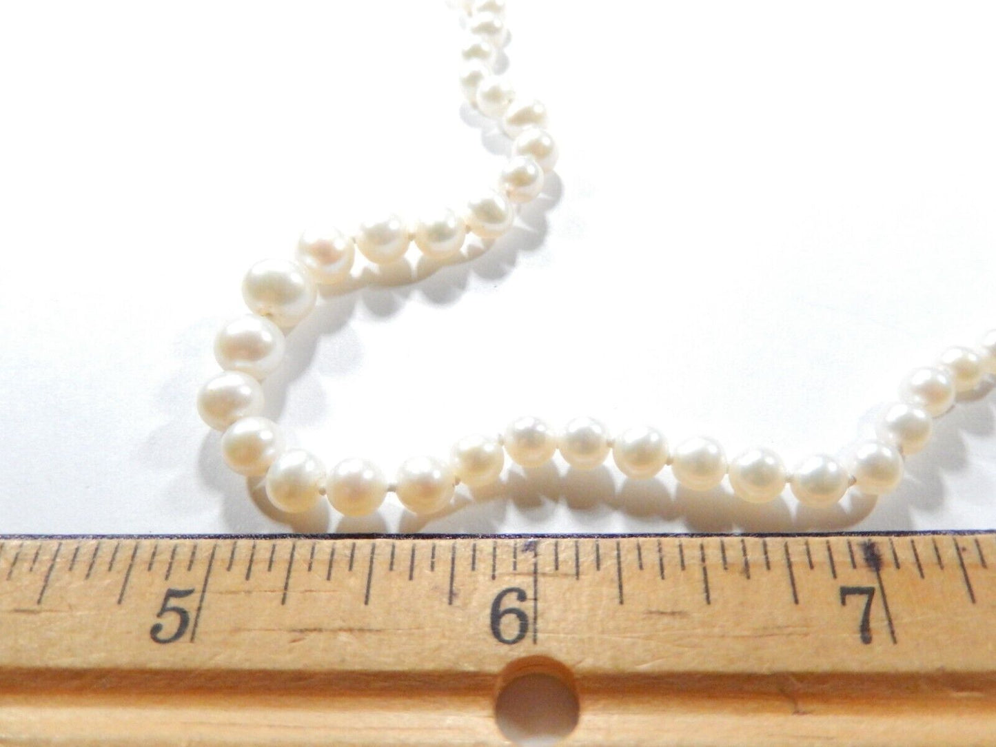 18" Genuine Cultured Graduated Pearl Necklace 4mm-7mm  14K Yellow Gold Clasp