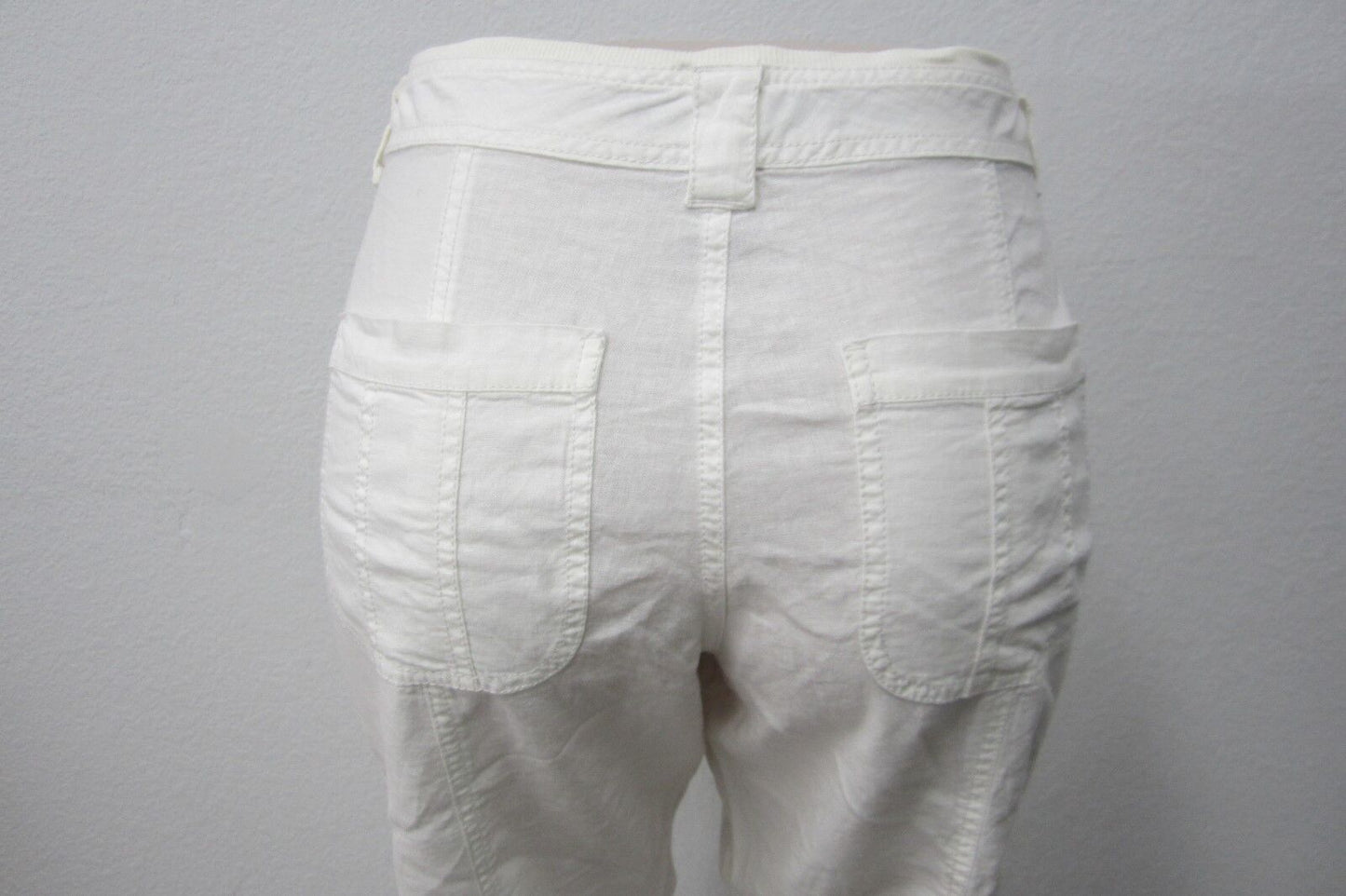 *NWT* Nine West SUPER CUTE Cozy White Linen Blend Capris Size 8 (W28 x L17)