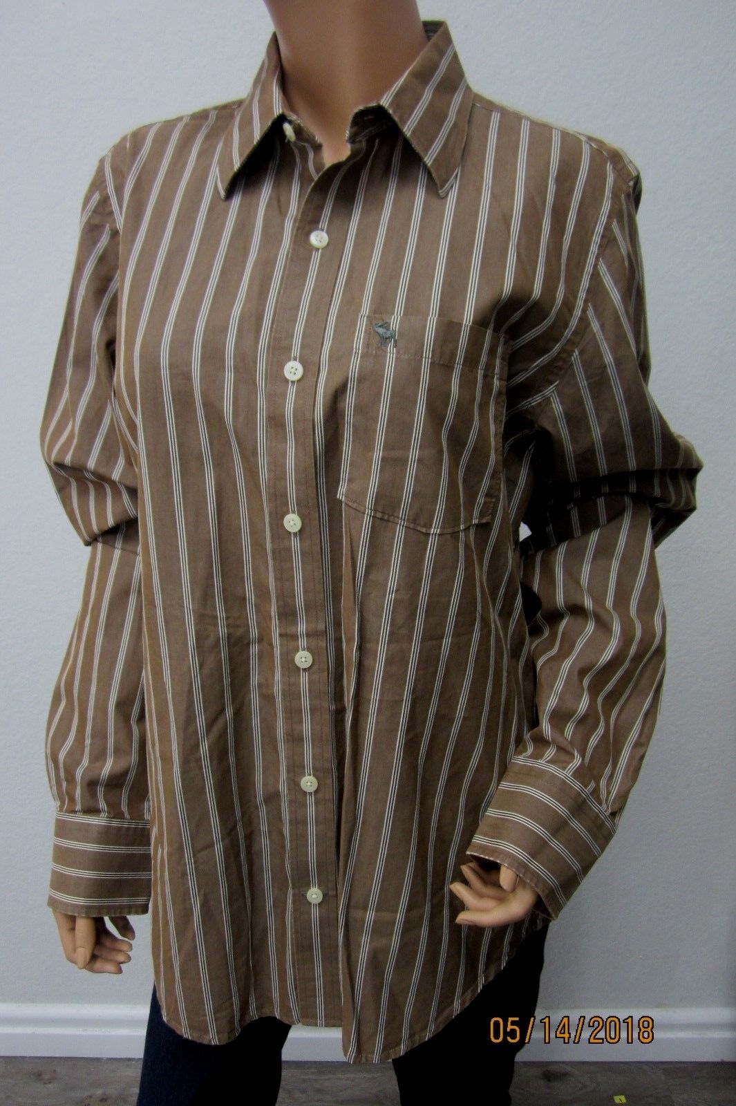 NICE Abercrombie & Fitch Muscle Stripe Button Up Shirt Mens Size Large