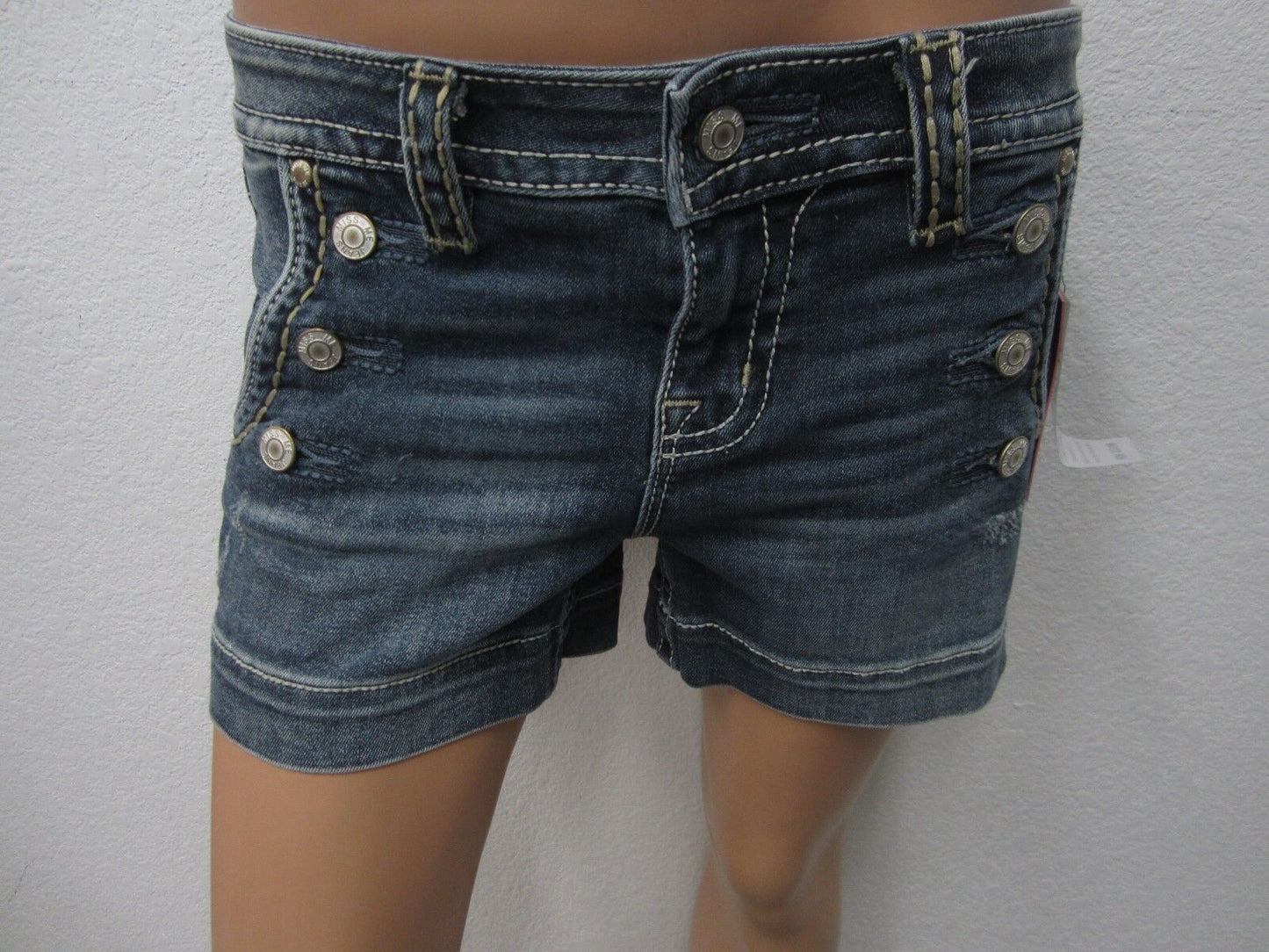 NWT Womens Miss Me Mid Rise Zip Fly Button Pocket Shorts Very Cute-Size 25 x 3.5