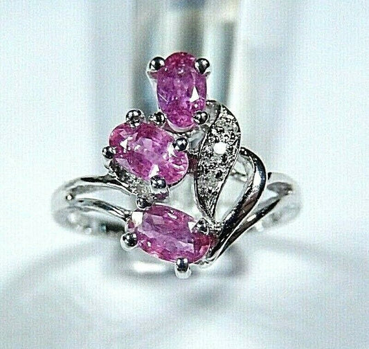 *NEW* 10k White Gold Natural Ruby And Diamond Ladies Ring Size 6.75