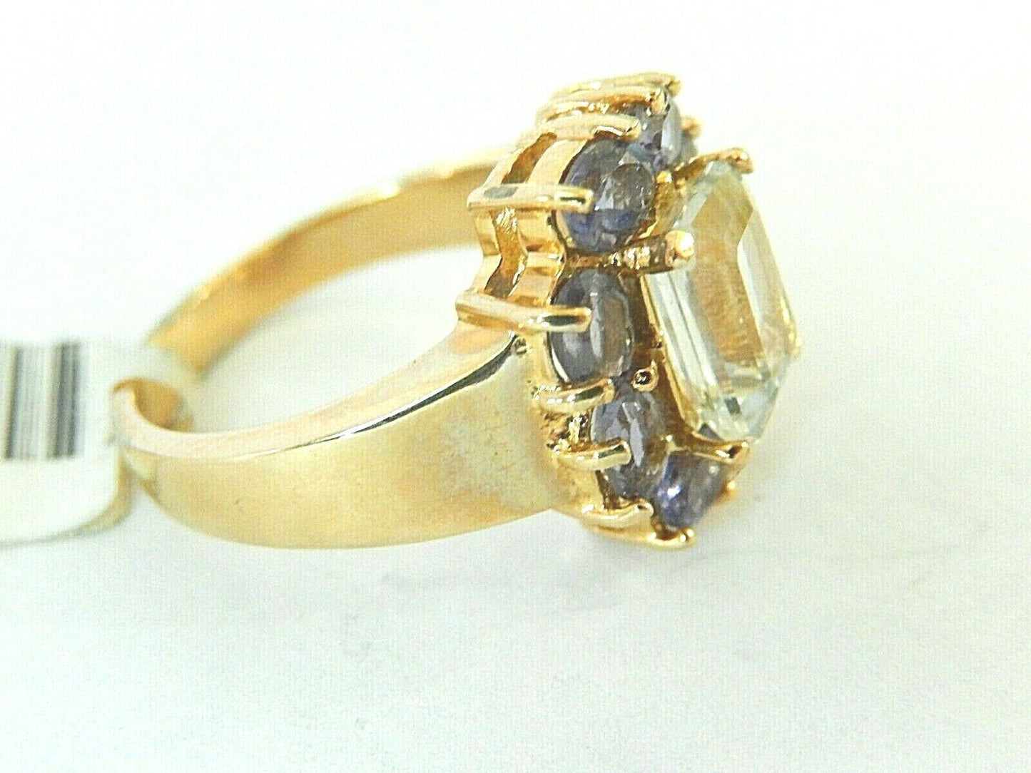 *VINTAGE Ladies 10k Yellow Gold 3.00 CT TW Tanzanite & White Topaz Ring Sz 7