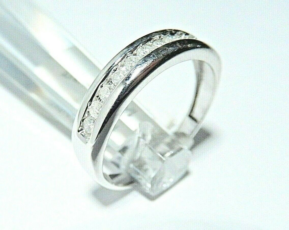 *NWT*  10k Solid White Gold .25ct Diamond Engagement Wedding 5mm Band Ring Siz 8