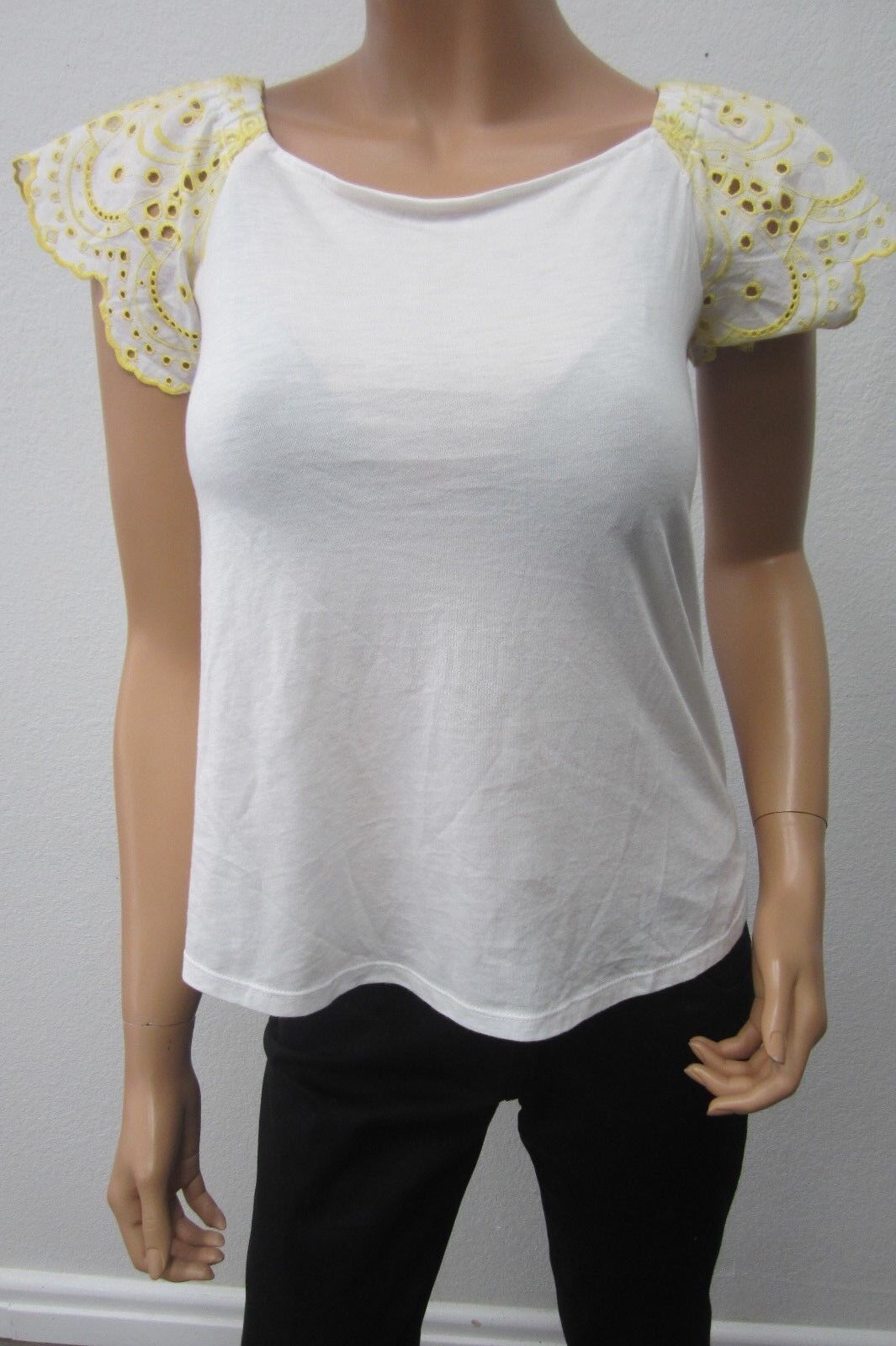 *NWT*  Ann Taylor Loft Petites CUTE Embroidered Perforated Cutout Top Sz XXS/P