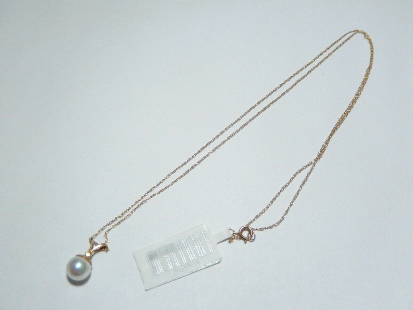 *VINTAGE*   14k Yellow Gold Natural 6.5mm Pearl & Diamond Pendant w/18" 14KChain