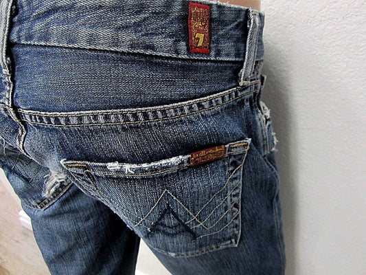 NICE 7 For All Mankind Boot Cut Jeans Womens Distressed Size W28 x L30