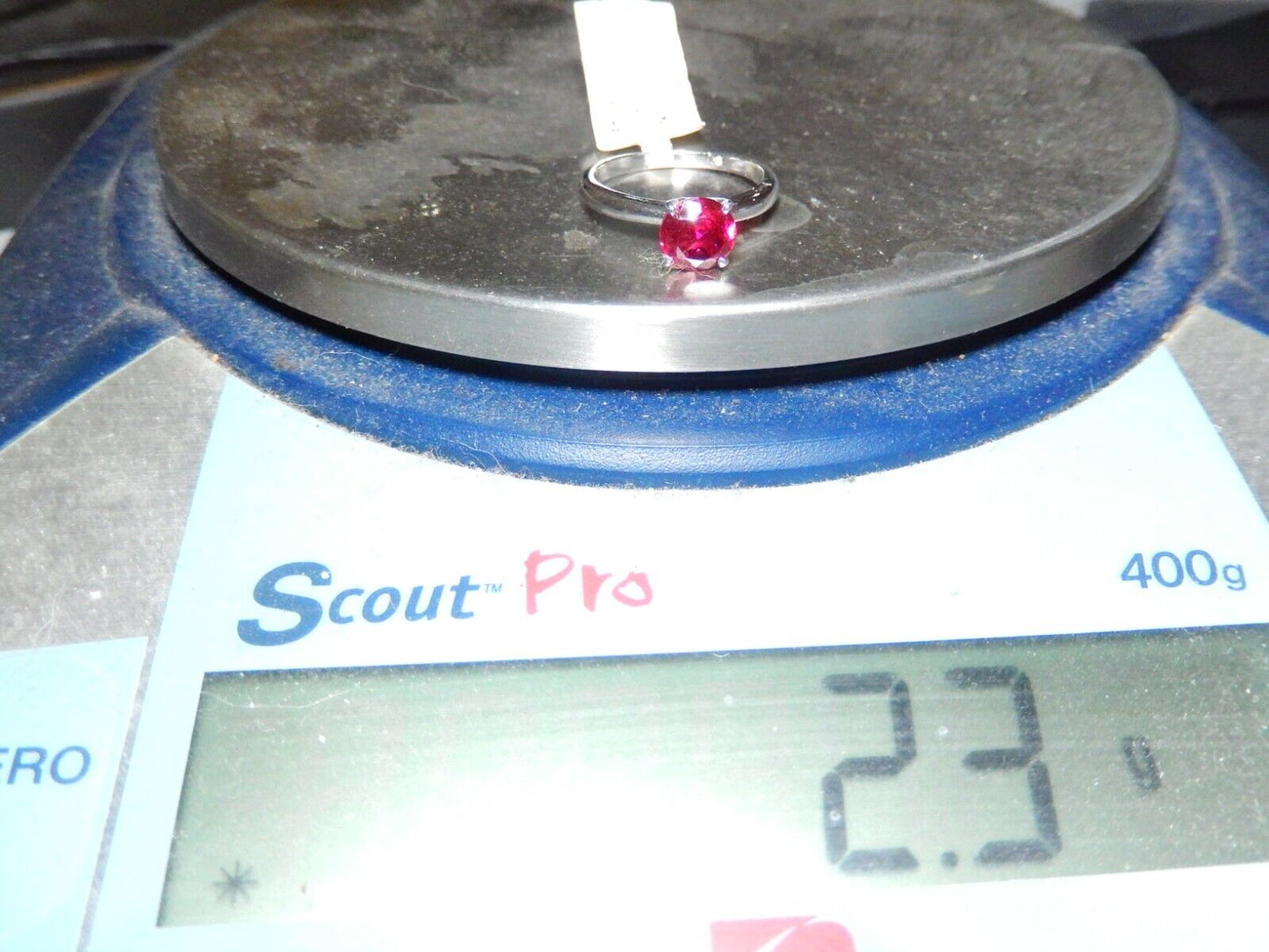 14K White Gold 1.00 CT  Round  Red Lab Created Ruby Solitaire Ring Size 5.25