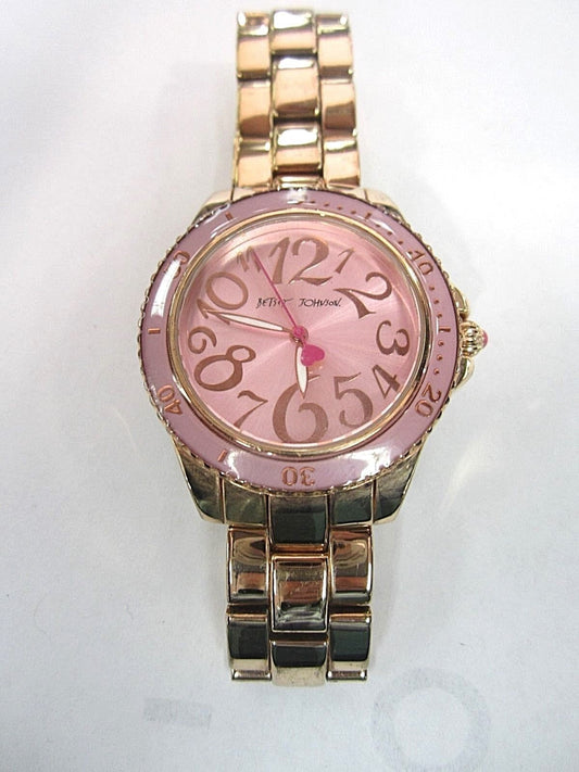 VERY NICE Betsey Johnson Watch BJ00283-05  Rose Gold Tone Watch Pink Face