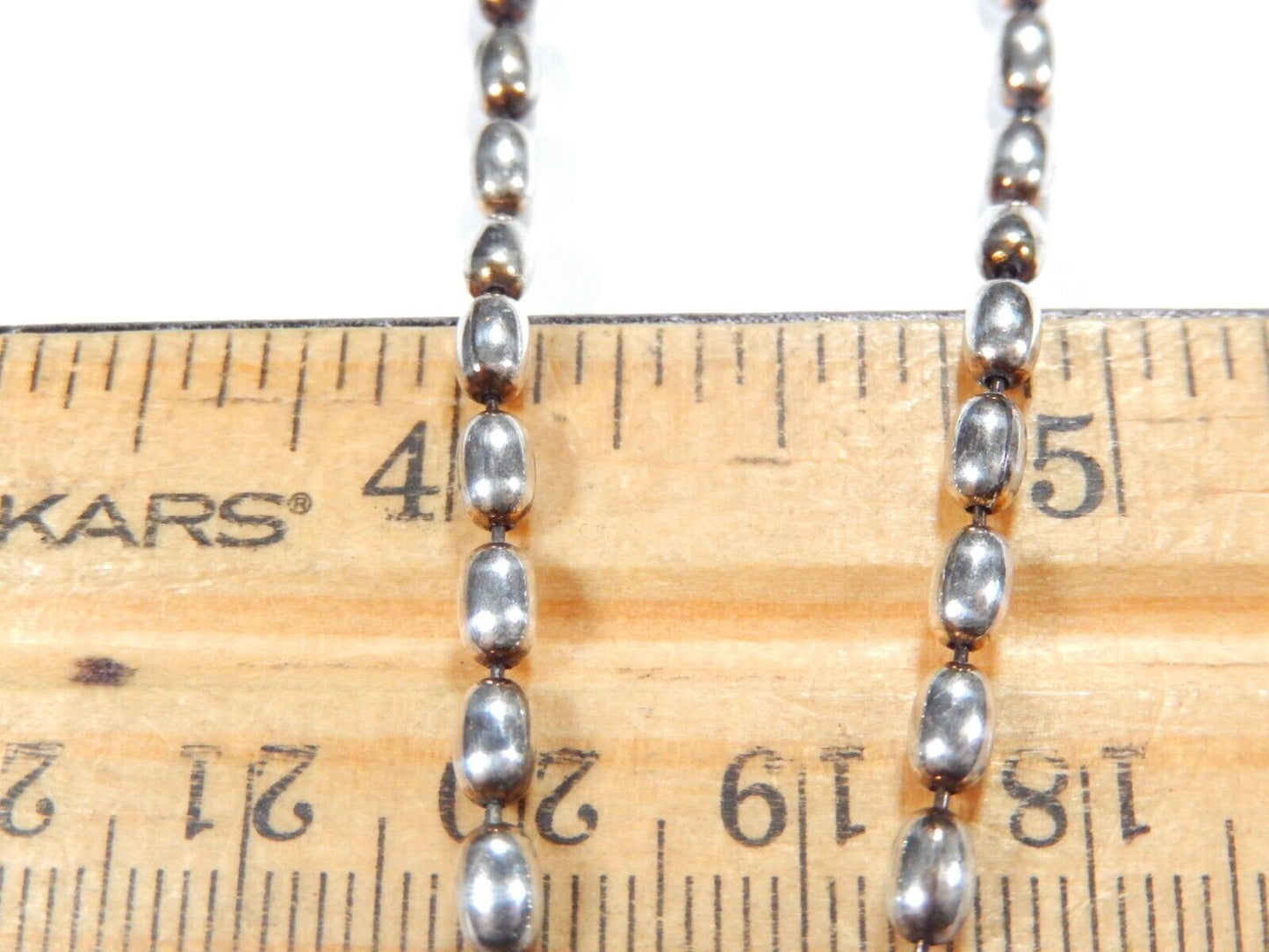 3MM Wide Solid 925 Sterling Silver Italian Oval Rice Bead DOG TAG Chain 42"-26gm
