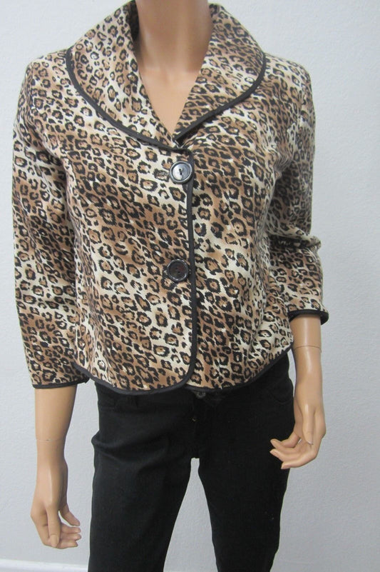 White House | Black Market Leopard Print 3/4 Sleeve Jacket Size S