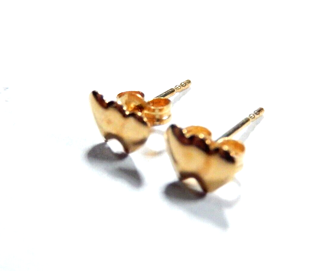 14K Yellow Gold  Double Heart Stud Earrings