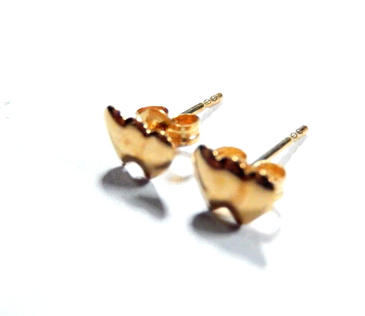 14K Yellow Gold  Double Heart Stud Earrings
