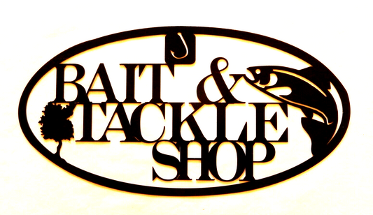 ~NEW~ LARGE - 14 ga. "Bait & Tackle Shop" Metal Wall Art size 20" x 10"