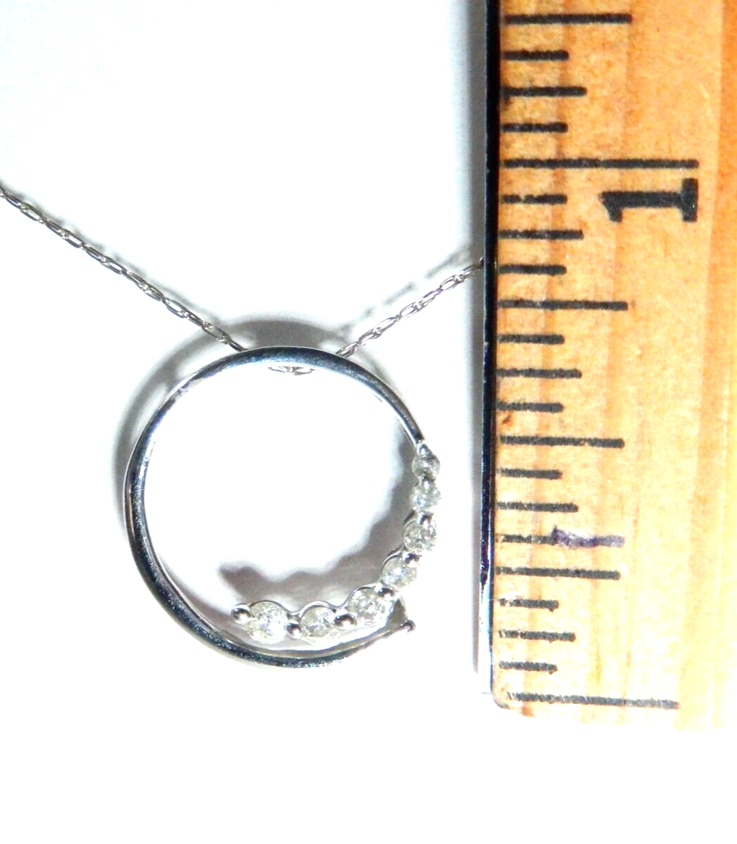 10K WHITE GOLD 7 DIAMOND CIRCLE OF LOVE PENDANT w/18" Chain
