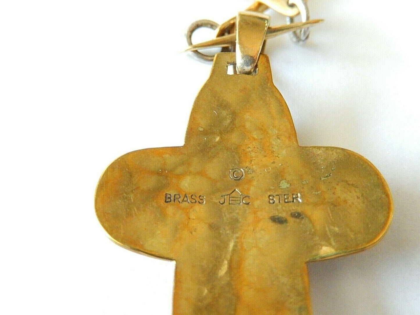 *RARE RETIRED*  Jeep Collins Sterling Silver &  Brass Cross Pendant w/26" Chain