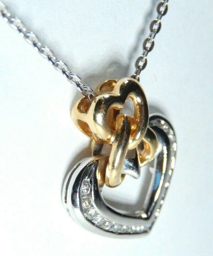 *NEW*  14k  Yellow & White Gold 1/3ct Diamond Heart Pendant Necklace w/18" Chain