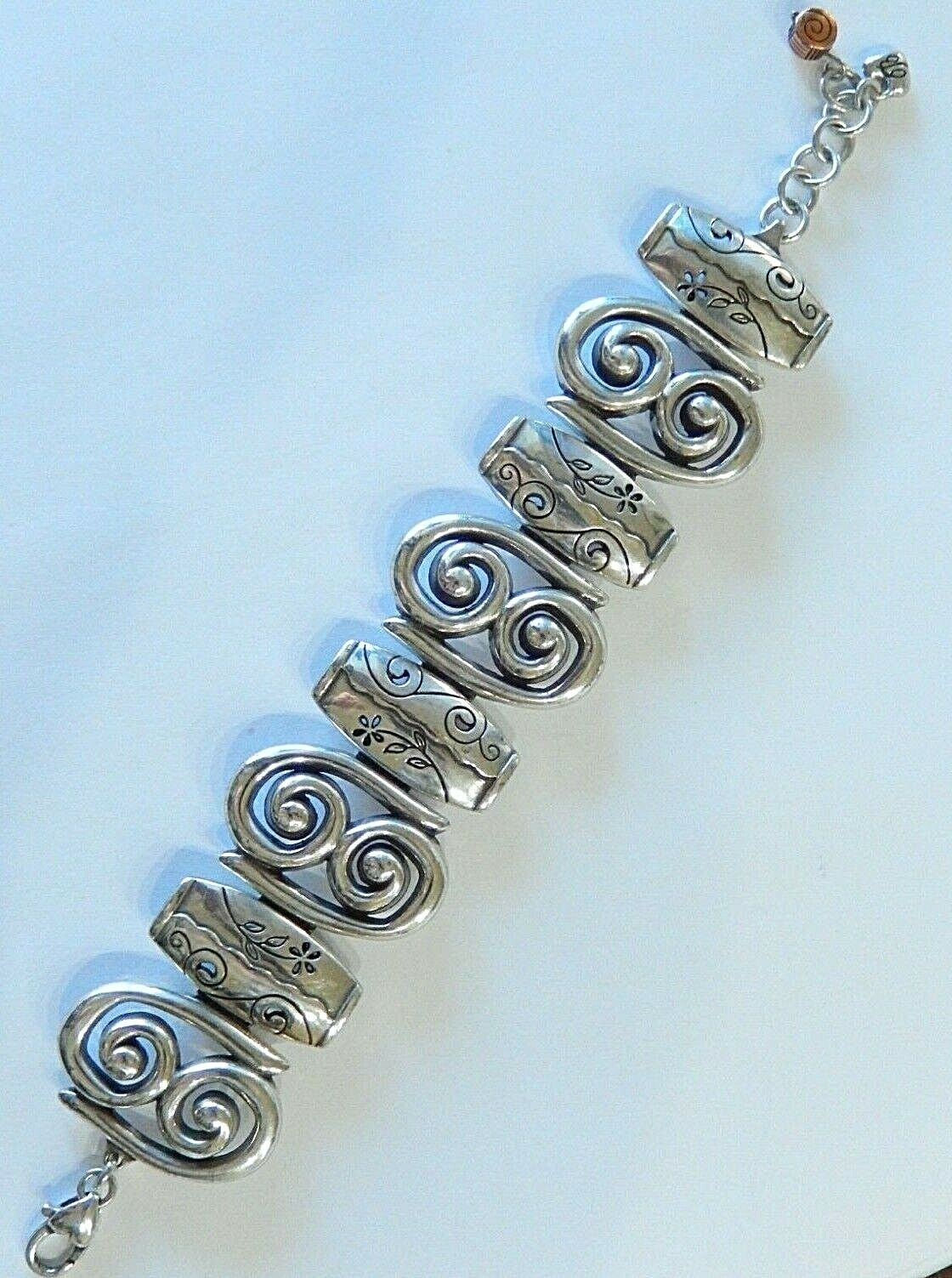 BRIGHTON PABLOS PASSION Picasso Silver Scroll Link BRACELET