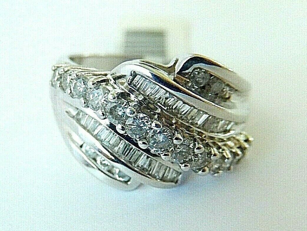 1CT Natural Diamond Ladies Fancy Cluster Engagement Ring 14K Gold Sz 7.75