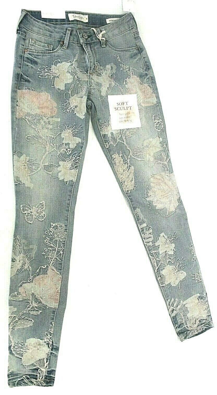 NWT* $89.50 Jessica Simpson Kiss Me Super-Skinny Artesia Embroidered Jeans Sz 25