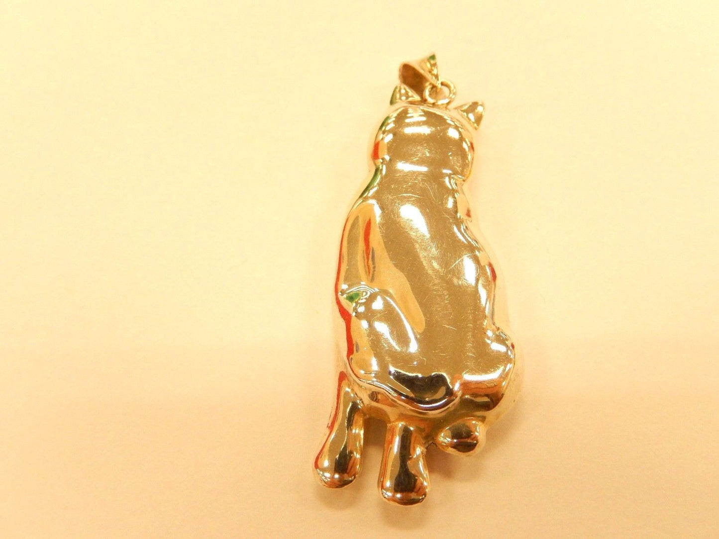 Vintage Large 925 Sterling Silver Sitting Cat 3D Pendant
