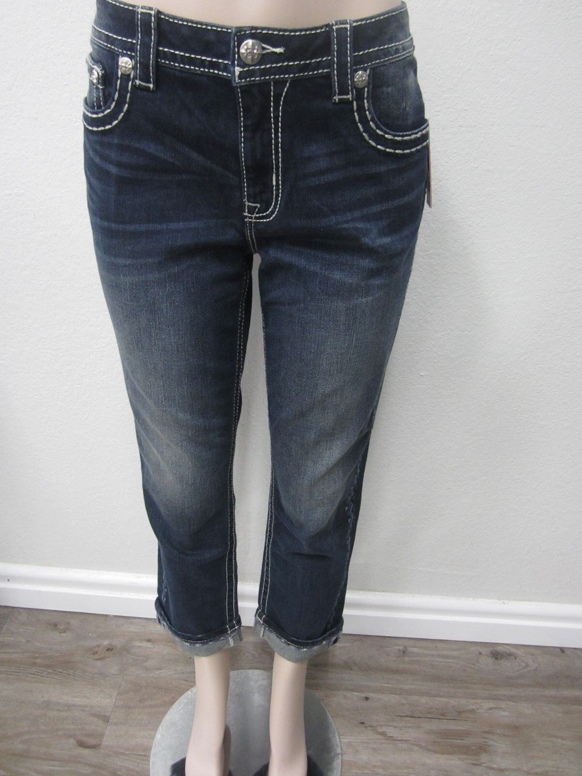 NWT MISS ME Womens JG7759A Slim Boyfriend Ankle Capri Denim Jeans 30 X 26