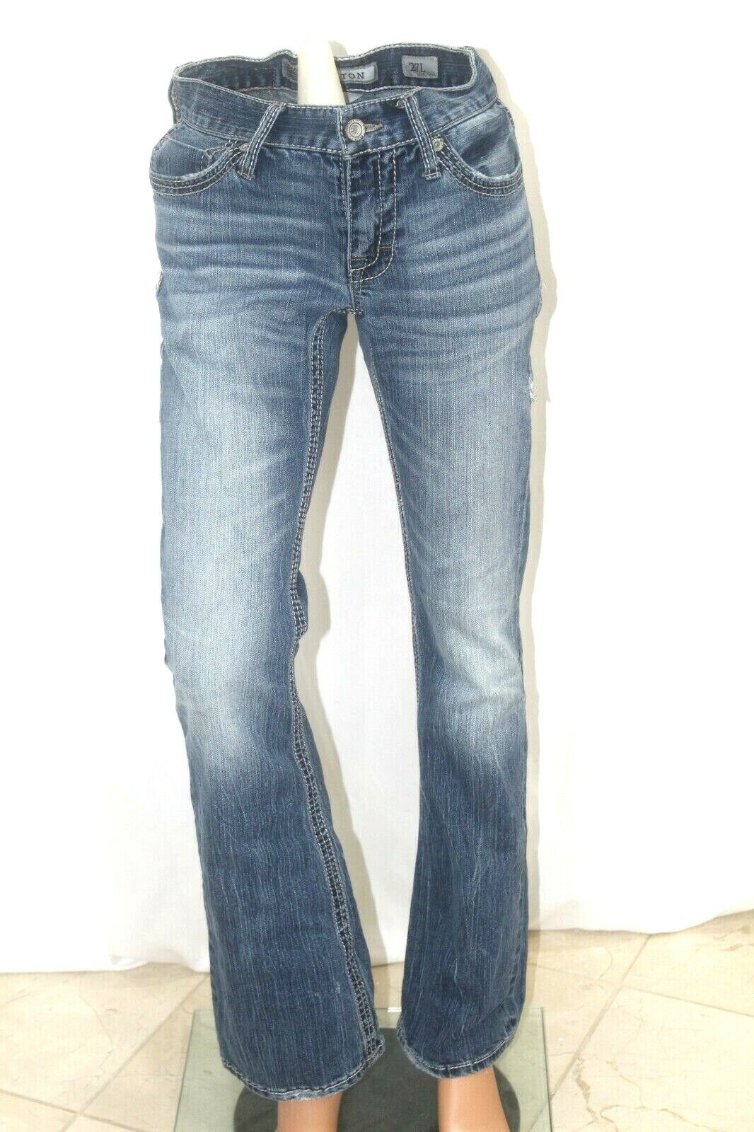 BKE Fulton Womens Jeans Size 27L Bootleg Med Blue Wash Distressed