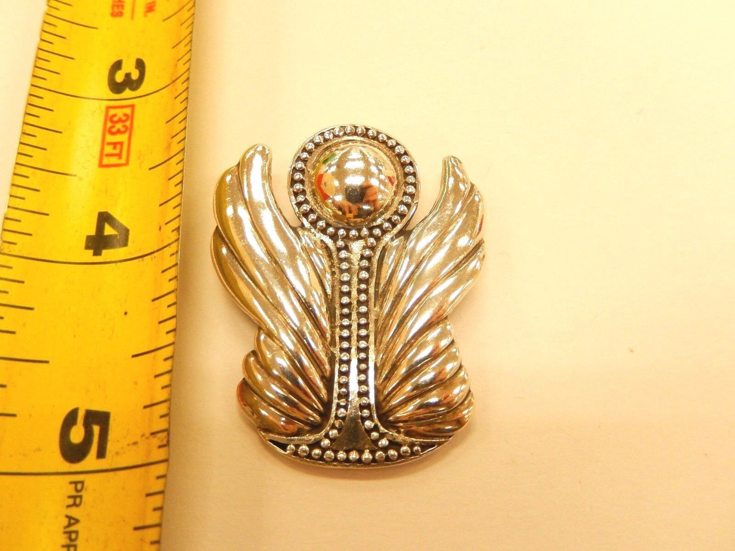 LARGE VINTAGE HEAVY SOLID STERLING SILVER ANGEL PENDANT/PIN-925- BEAUTIFUL SHAPE