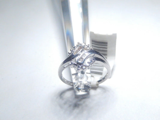 Ladies 10k Real White Gold .10ct Genuine Natural Diamond Cocktail Ring Sz 7