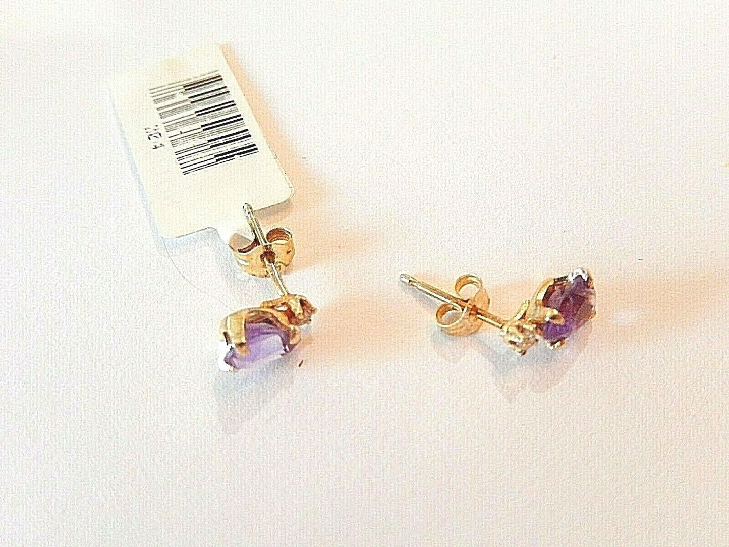 *VINTAGE*  14K Yellow Gold 2/3CT Diamond and Amethyst Earrings