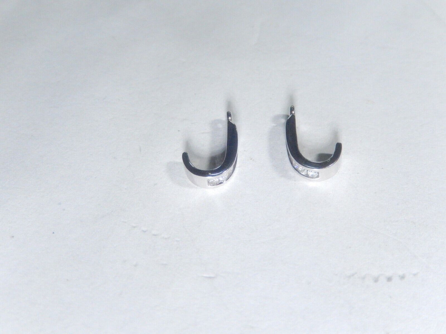 *VINTAGE* 14K White Gold .40CT Natural VS Diamond J-Hoop Earring Jackets