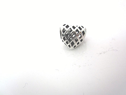 AUTHENTIC Chamilia Lattice Heart Slide Charm Spacer Solid 925 Sterling Silver