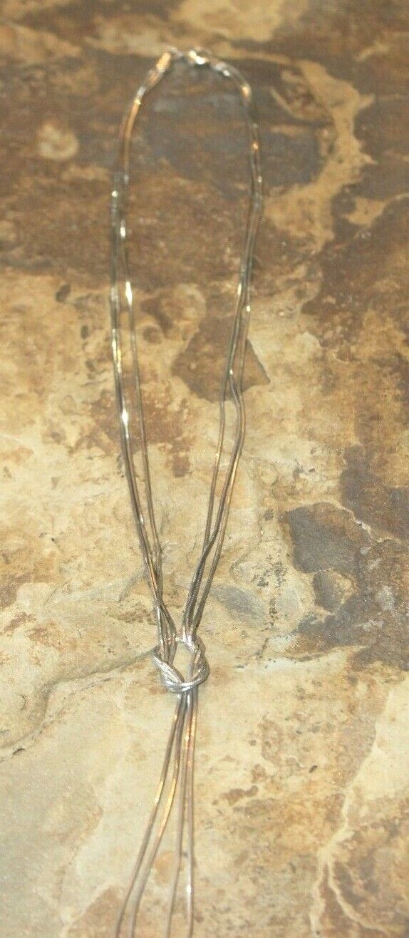 *VINTAGE*  Sterling Silver Three Strand  Infinity Necklace 16" With 3" Drop