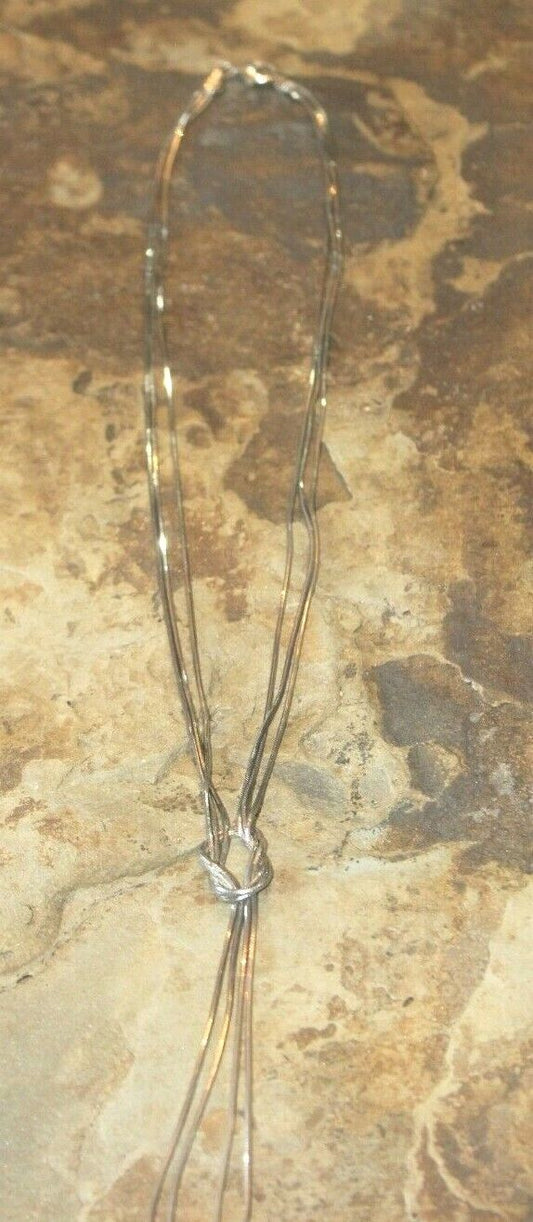 *VINTAGE*  Sterling Silver Three Strand  Infinity Necklace 16" With 3" Drop