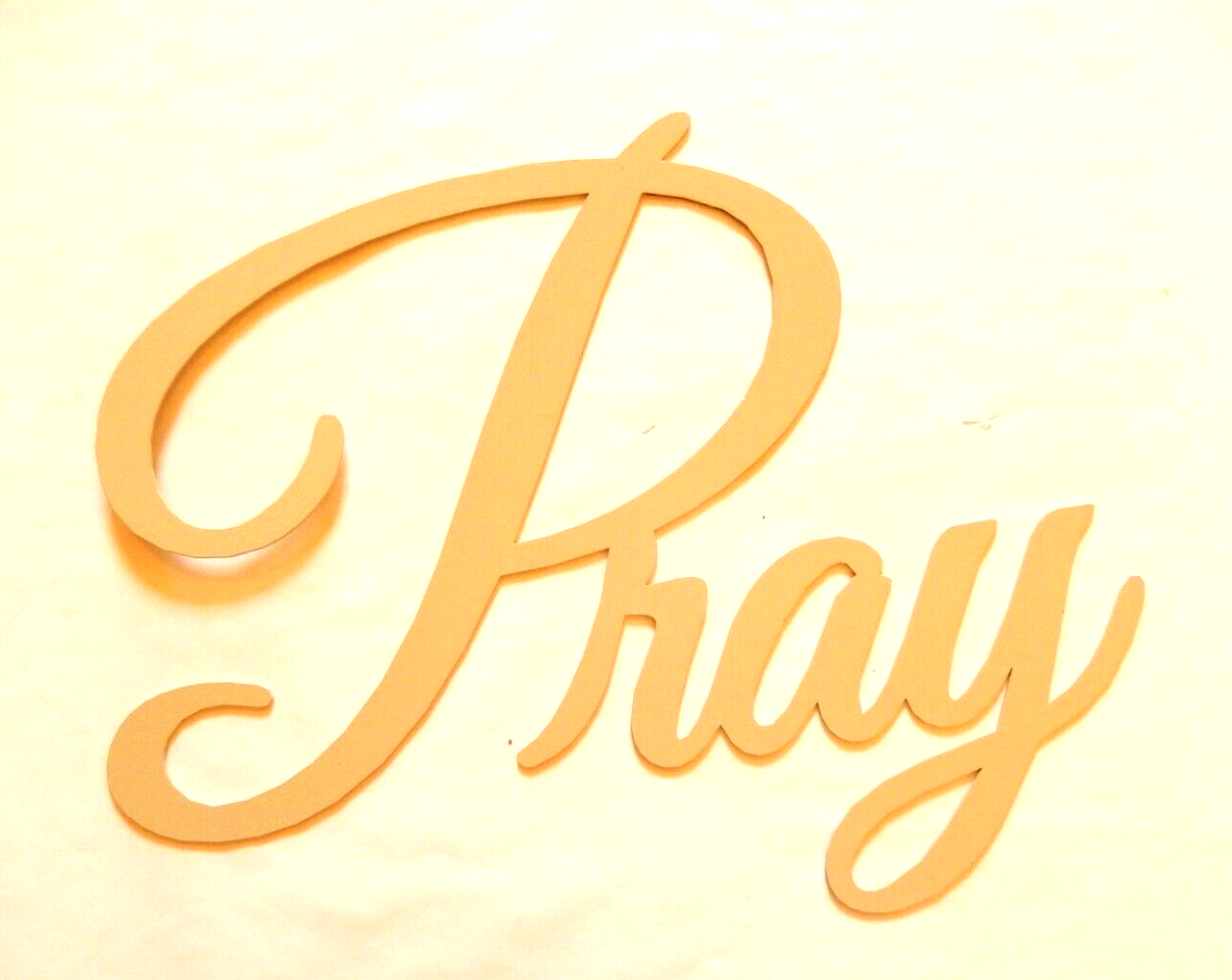 ~NEW~ LARGE - 14ga. "PRAY" Beige Metal Wall Art - 14" x 13"