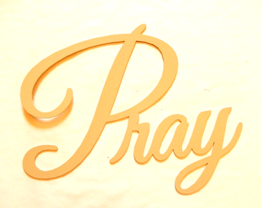 ~NEW~ LARGE - 14ga. "PRAY" Beige Metal Wall Art - 14" x 13"