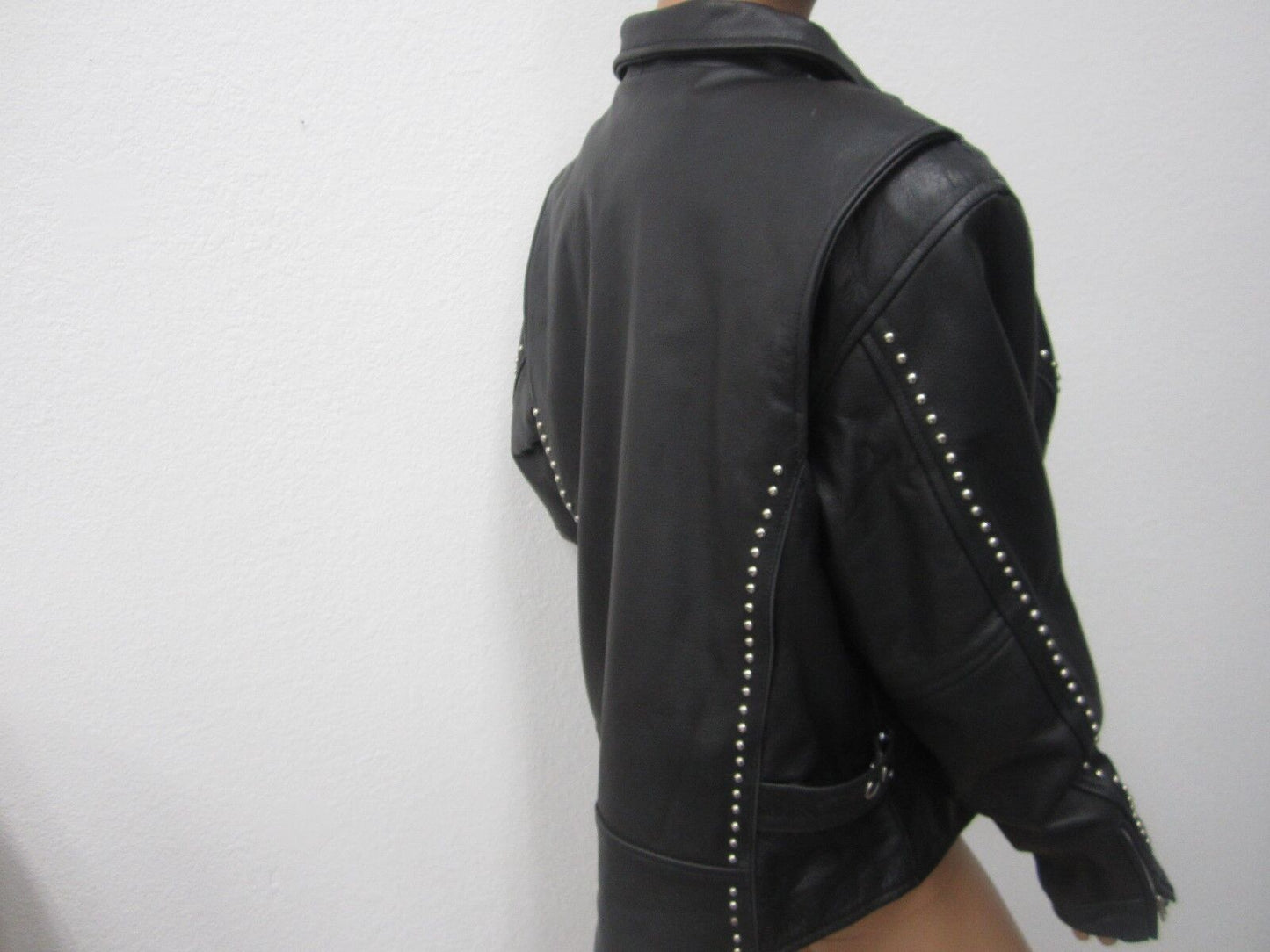 NEW Heavy Hot Leathers Women's Motorcycle Black Stud Leather Jacket Size 2XL